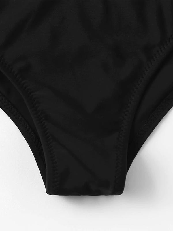 Black Hollow One-piece Swimwear