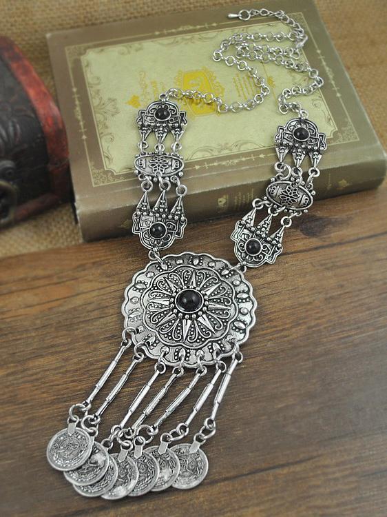 Bohemia Carving Coin Tassels Necklaces Accessories