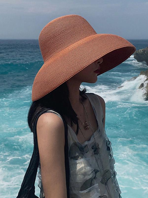 Leisure Long-Brim Sun-Protection Straw Hat