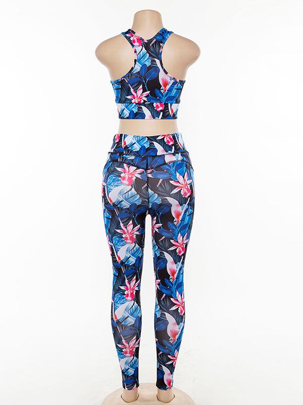 Printed Tank And Fitness Legging Suits