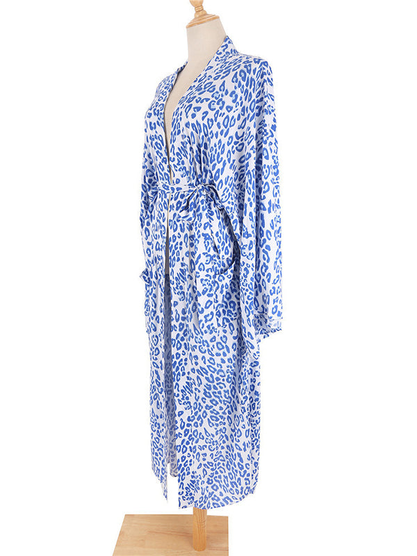 Bohemia Printed Belted Long Sleeves Cover-Up