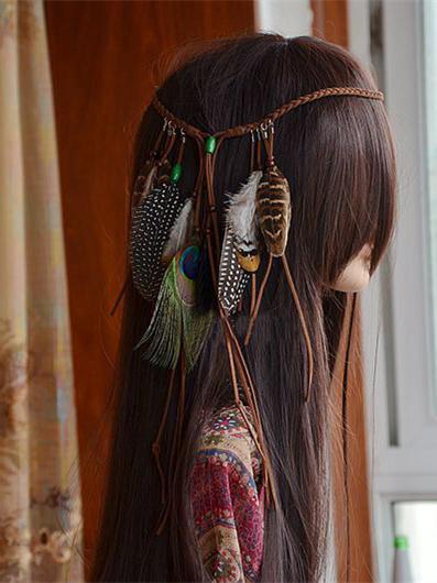 Bohemia Peacock Feathers Headwear Accessories