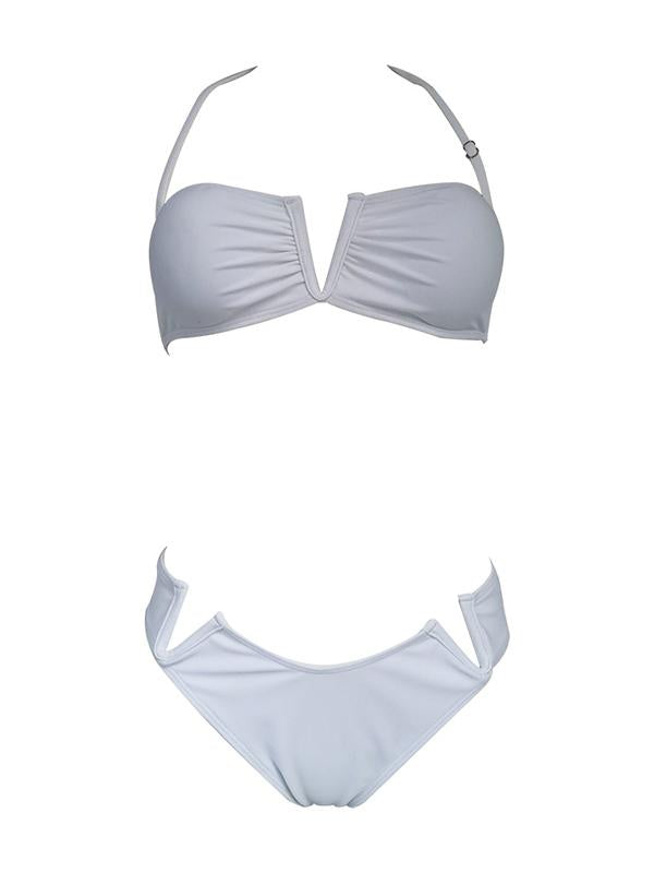 Sexy V-Neck Metaspaghetti-Neck Backless Bikini Swimsuit