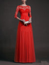 Beautiful Lace 3/4 Sleeve Maxi Dress Evening Dress