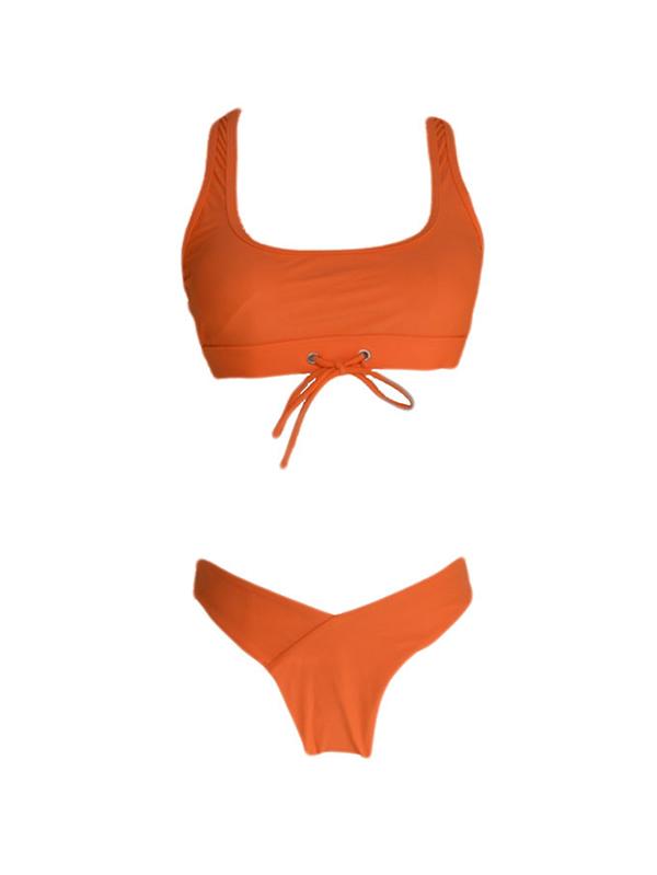 Plain Flat Chest Bikini Swimsuit