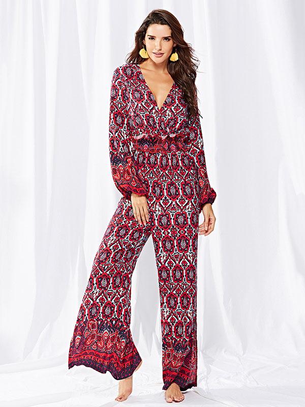 Long Sleeves Printed Jumpsuits