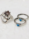 8PCS Vintage Silver Plated Rhinestone Rings Accessories