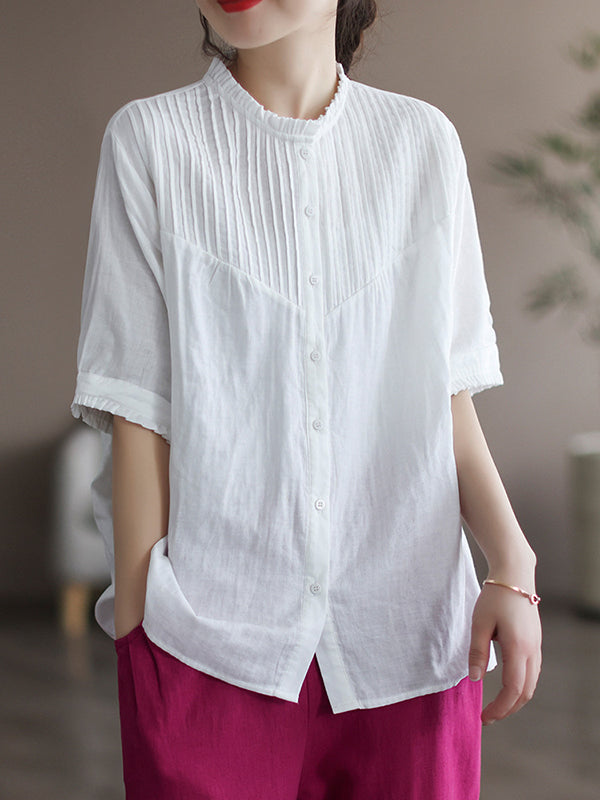 Original Artistic Retro Loose Pleated Blouse