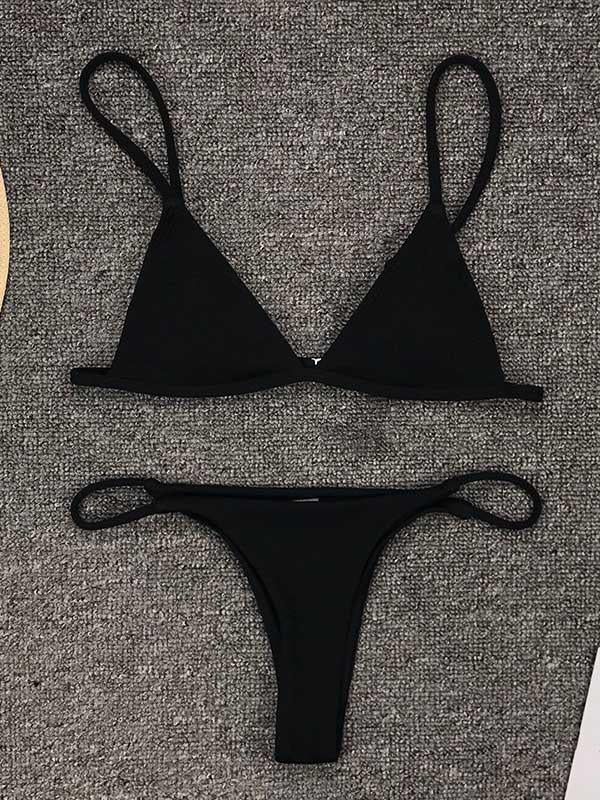 Plain Color Bikini Swimsuit