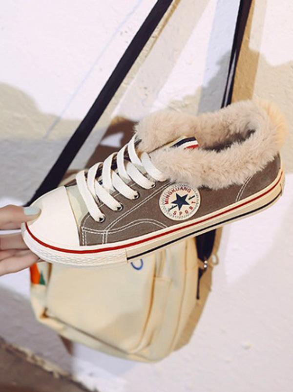 Size38 Warm Canvas Sneaker Shoes