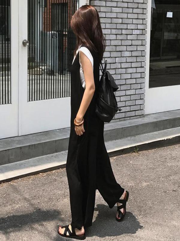 Loose Simple T-shirt and Jumpsuits Suits