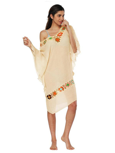 Falbala Batwing Sleeves Beach Cover-Up