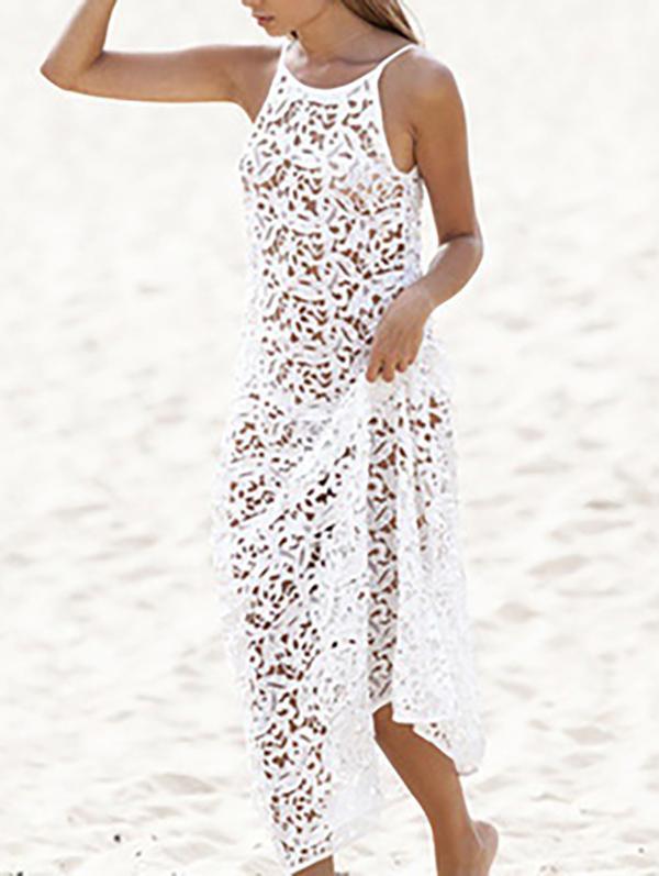 Pretty Hollow Crochet Backless Cover-Up Top