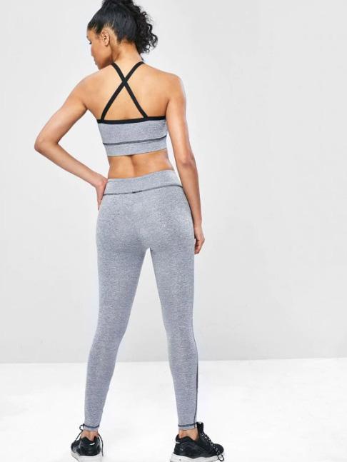 Mesh Panel Marled Cross Yoga Suits