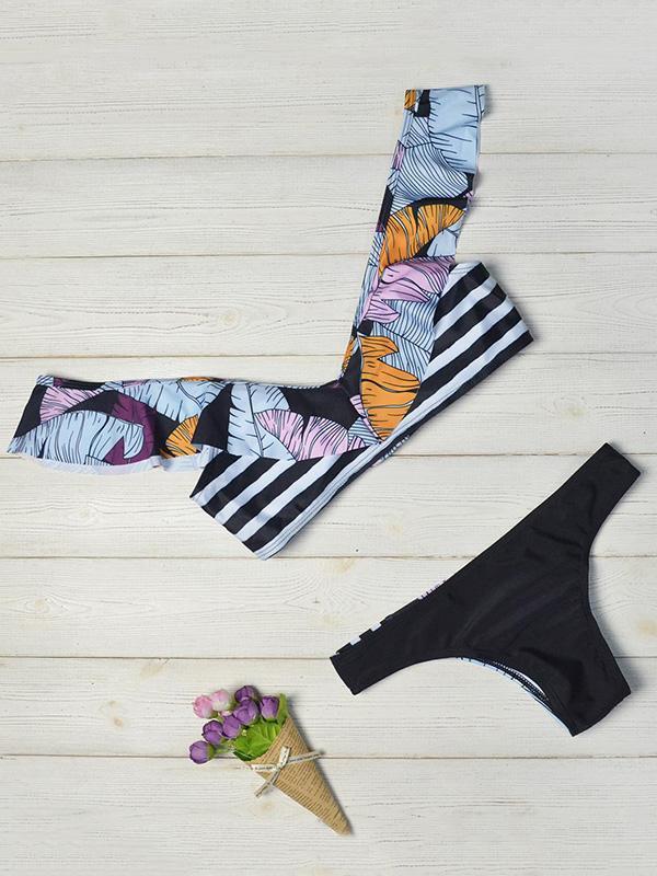 Falbala Stripes Bikinis Swimwear