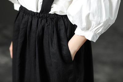 Black Casual Loose Women Summer Suspender Skirt