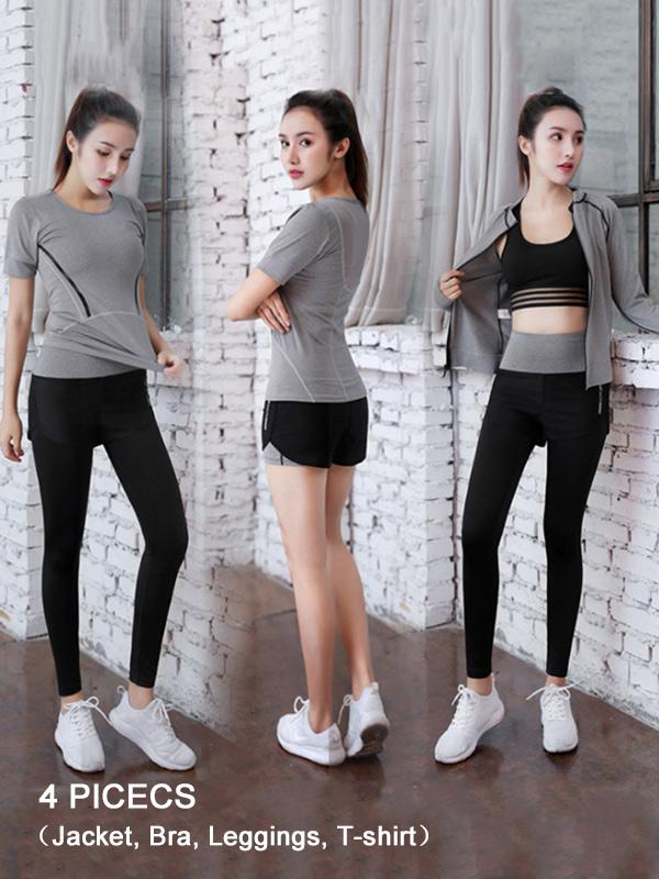 Solid Multiple Pieces Workout Yoga Suits