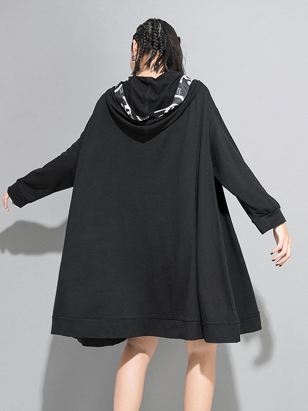 CASUAL SPLIT-JOINT HOODIE GOTH SWEATSHIRT DRESS