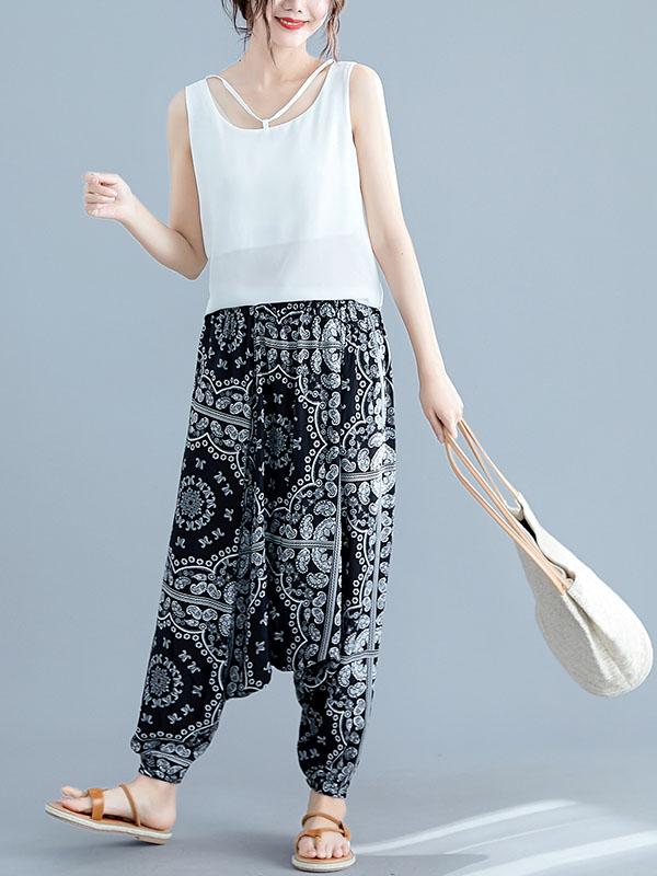 Oversize Printed Harem Pants