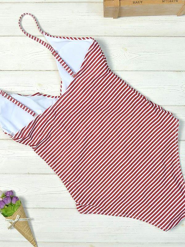 Stripes Falbala One-piece Swimwear