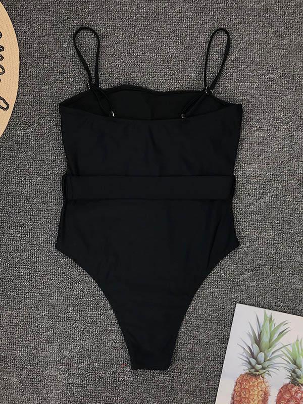 Sexy Strapless Diamonds Sash One-Piece Swimwear