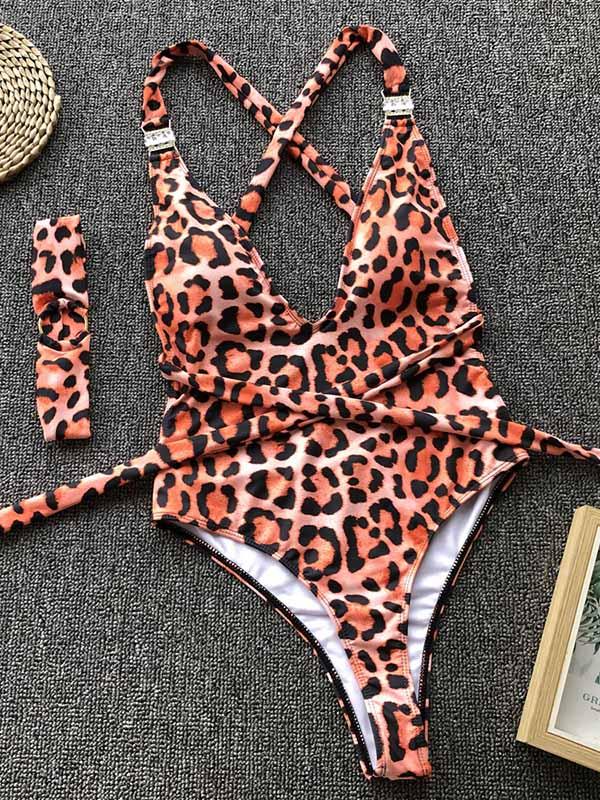 Leopard Backless One-Piece Swimsuit