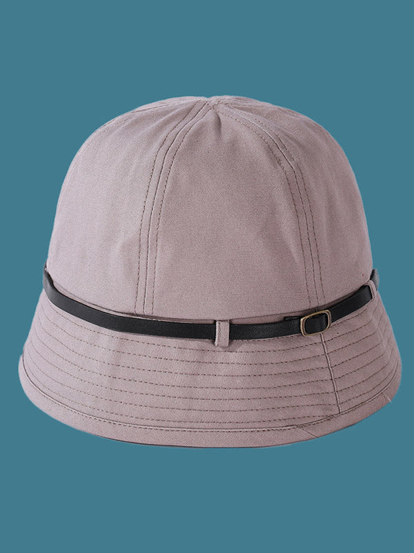 Solid Color Belt Buckle Sun Protection Hat