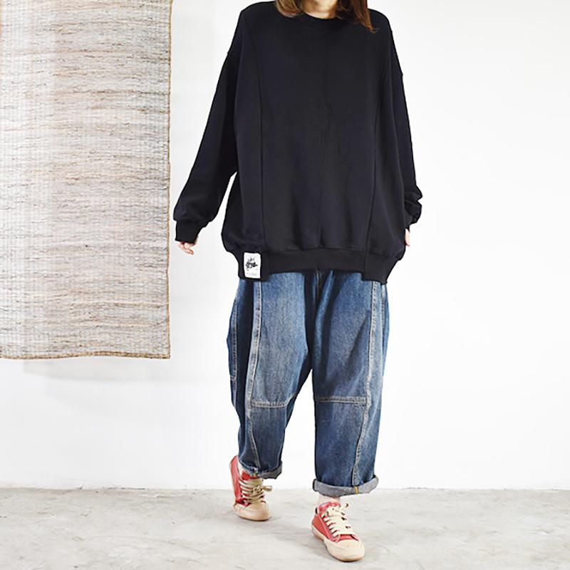 Buykud Casual Pure Color Loose Long Sleeve Shirt