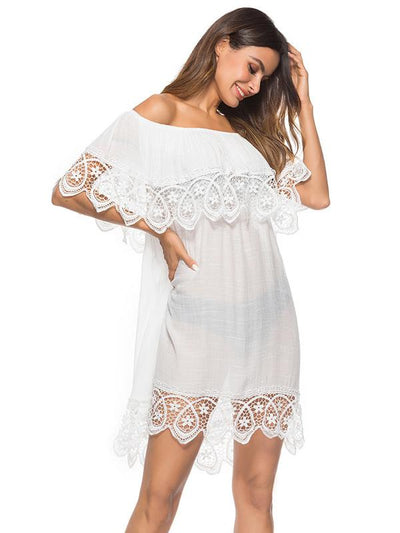 Lace Tulle Sexy Off-the-shoulder Cover-Ups Swimwear