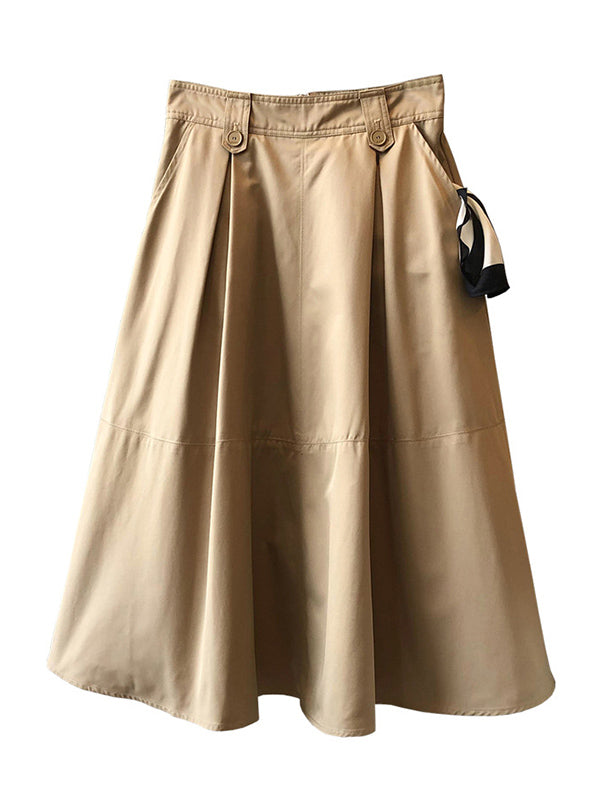 Urban Simple Solid Color A-Line Long Skirt