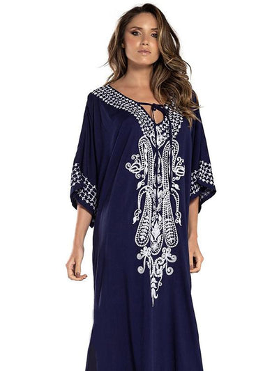 Loose Cotton Printed Cover-ups Swimsuit