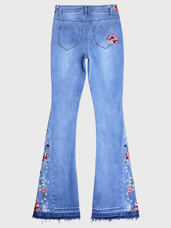 Embroidered Jean Pants Bottoms