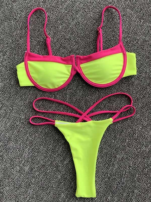 Sexy Straplessm Bandage Splice Split Bikini Swimsuit