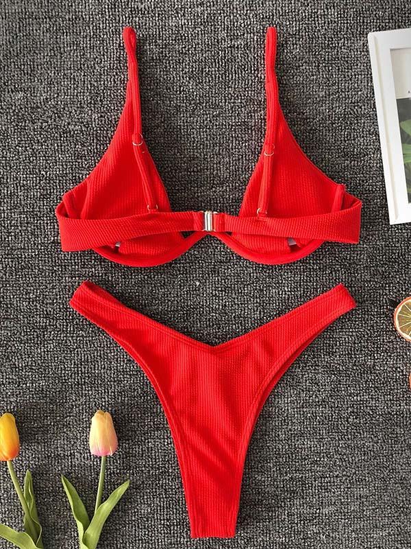 Sexy Spaghetti-Neck Padded Triangles Bikini Swimsuit