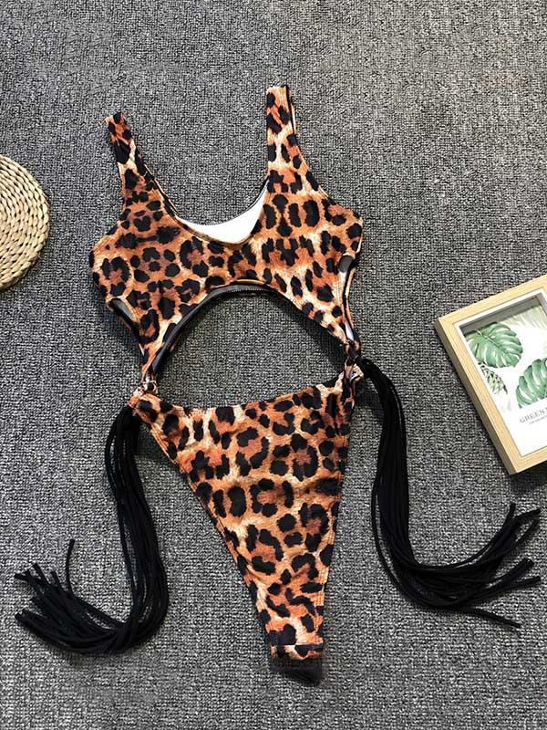 Hollow Tasseled One-piece Swimwear