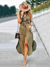 Asymmetric Sleeveless Maxi Shirtdress