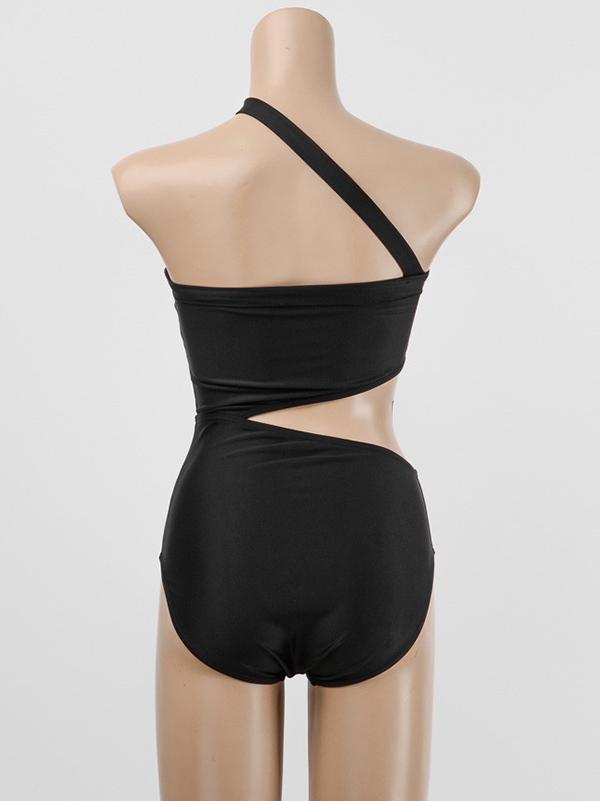 Asymmetric Hollow One-Piece Swimwear