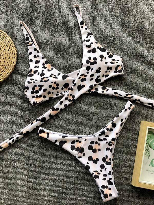 Sexy Leopard Print Bandge Bikinis Swimsuit