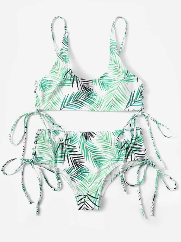 High-waisted Lace-up Bikinis Swimwear