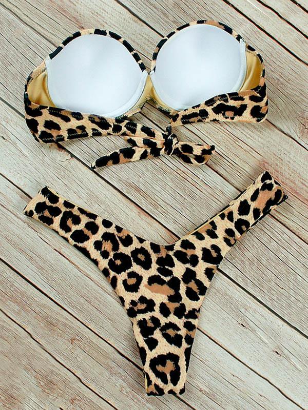 Leopard-Print Underwired Bikini Swimsuit