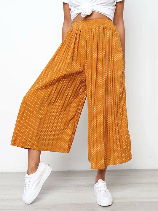 Polka-Dot Pleated Casual Pants Bottoms