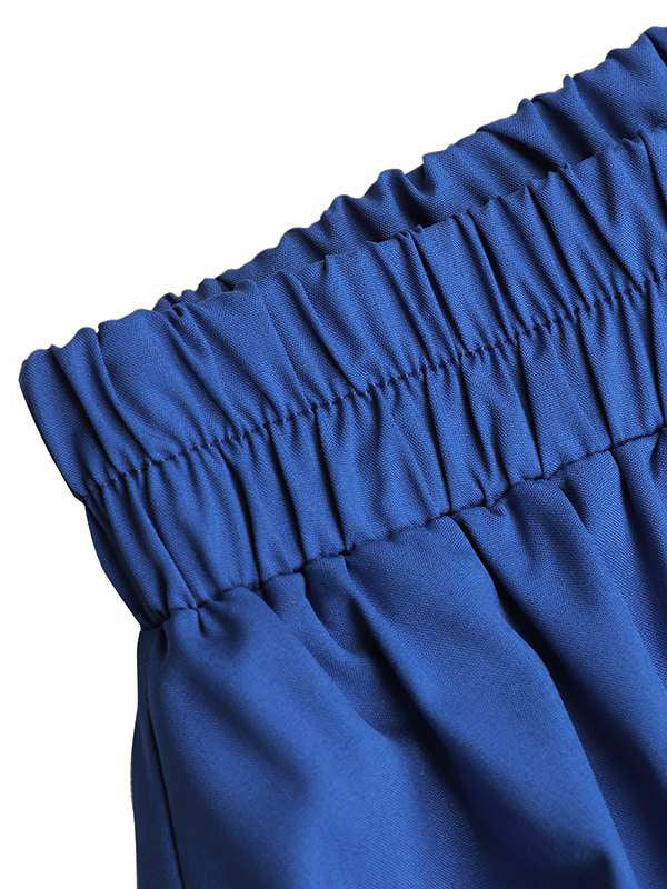 Stylish Solid Color Falbala Pleated Elasticity High-Low Long Skirt