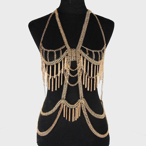 Long tassel body chain