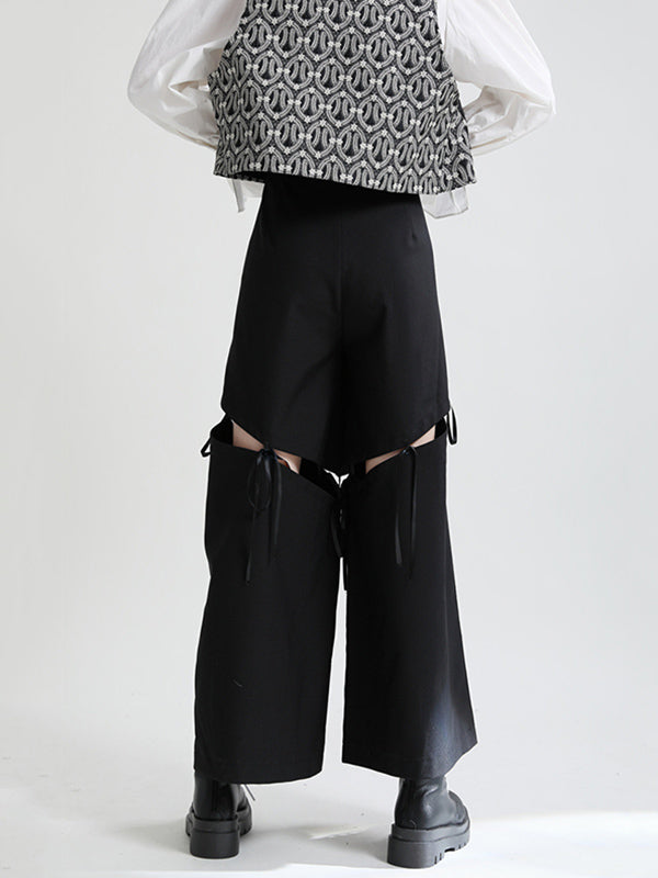 Stylish Split-Joint Printed Wide Leg Loose Pants