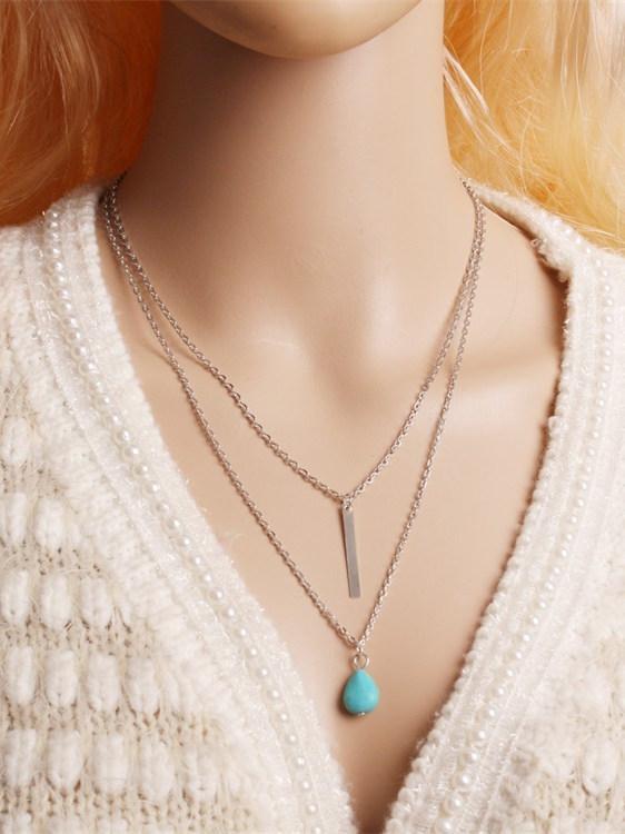 Simple Turquoise Alloy Necklaces Accessories