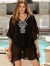 Batwing Sleeves See-through Cover-up