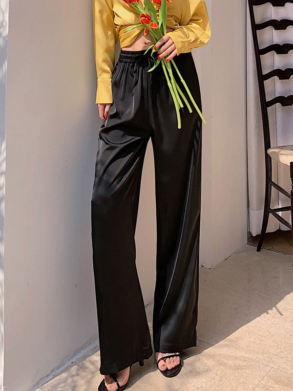 Casual 6 Colors Elasticity Drawstring Wide Legs Loose Pants