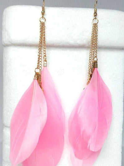 Beautiful Fashion Bohemia Feather Shape Style Alloy Earrings