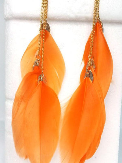 Beautiful Fashion Bohemia Feather Shape Style Alloy Earrings