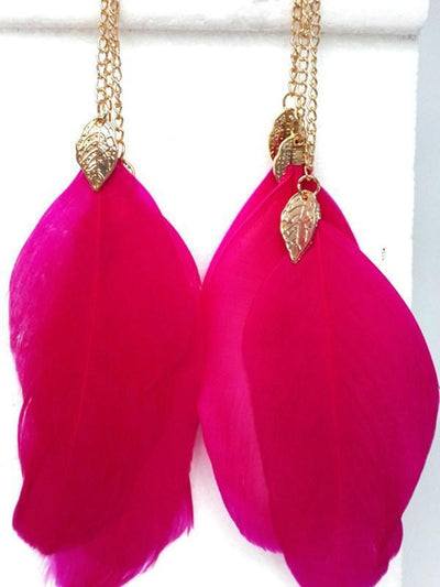 Beautiful Fashion Bohemia Feather Shape Style Alloy Earrings